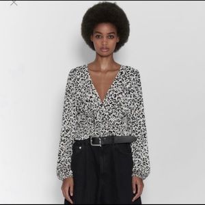 Zara Cheetah Silk Long Sleeve Shirt